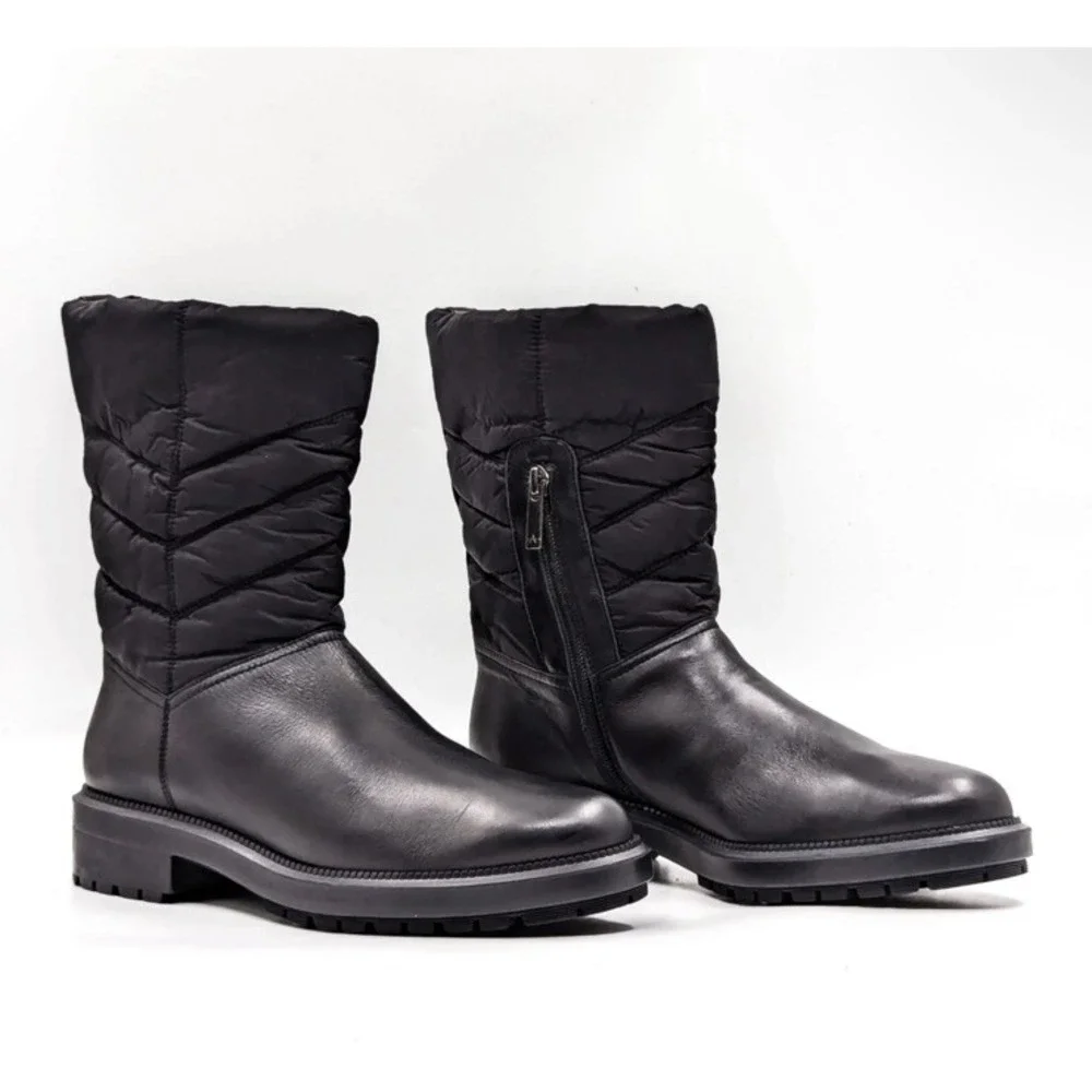 $650 AQUATALIA LORI Quilted LEATHER BOOTs‎ WATERPROOF Mid Calf Zip SZ 8